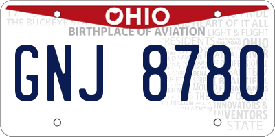 OH license plate GNJ8780