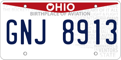 OH license plate GNJ8913