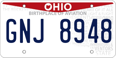 OH license plate GNJ8948