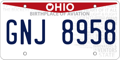 OH license plate GNJ8958