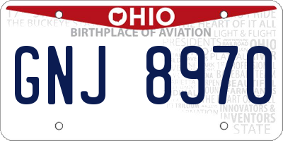 OH license plate GNJ8970
