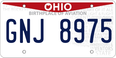 OH license plate GNJ8975
