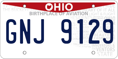 OH license plate GNJ9129