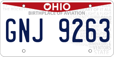 OH license plate GNJ9263