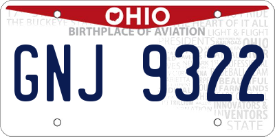 OH license plate GNJ9322
