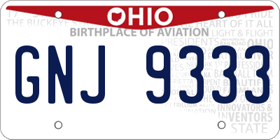 OH license plate GNJ9333