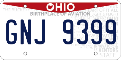 OH license plate GNJ9399