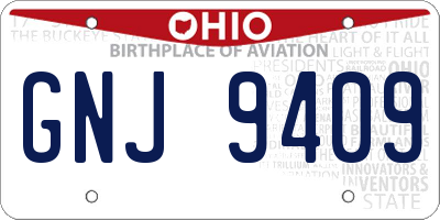 OH license plate GNJ9409