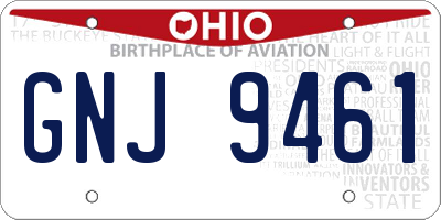 OH license plate GNJ9461