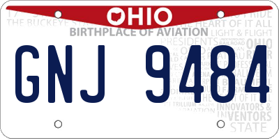 OH license plate GNJ9484