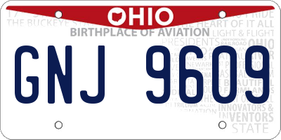 OH license plate GNJ9609