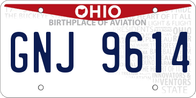 OH license plate GNJ9614