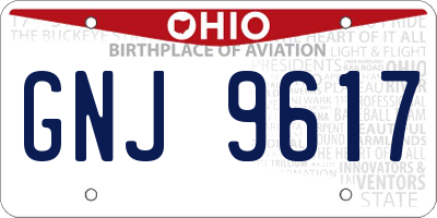 OH license plate GNJ9617