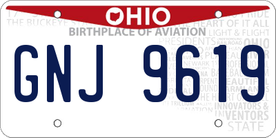 OH license plate GNJ9619