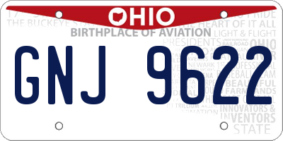 OH license plate GNJ9622
