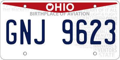 OH license plate GNJ9623