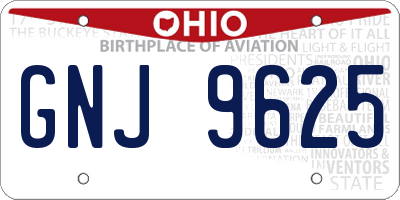 OH license plate GNJ9625
