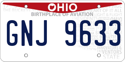 OH license plate GNJ9633