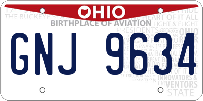 OH license plate GNJ9634