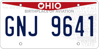 OH license plate GNJ9641