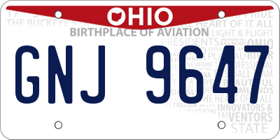 OH license plate GNJ9647