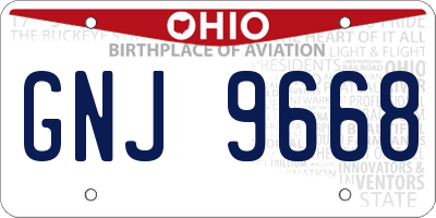 OH license plate GNJ9668
