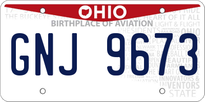 OH license plate GNJ9673