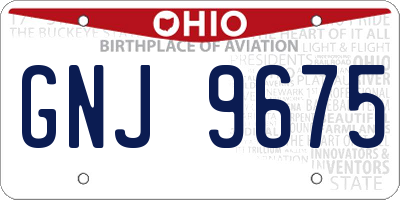 OH license plate GNJ9675