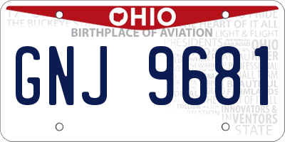 OH license plate GNJ9681