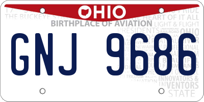 OH license plate GNJ9686