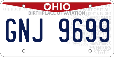 OH license plate GNJ9699