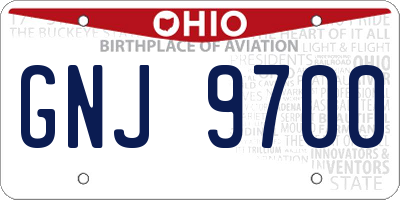 OH license plate GNJ9700