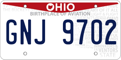 OH license plate GNJ9702