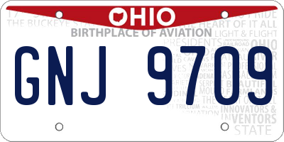 OH license plate GNJ9709