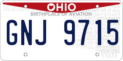 OH license plate GNJ9715