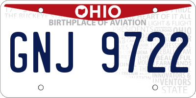 OH license plate GNJ9722