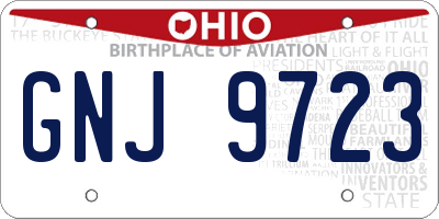 OH license plate GNJ9723