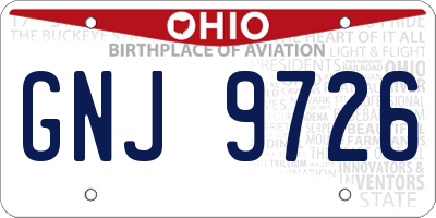 OH license plate GNJ9726