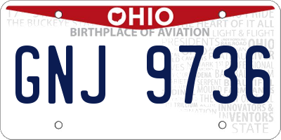 OH license plate GNJ9736