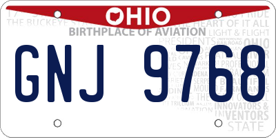 OH license plate GNJ9768