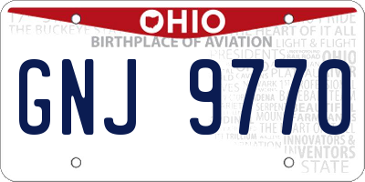 OH license plate GNJ9770