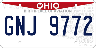 OH license plate GNJ9772