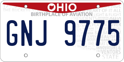 OH license plate GNJ9775