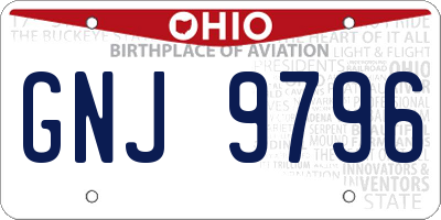 OH license plate GNJ9796