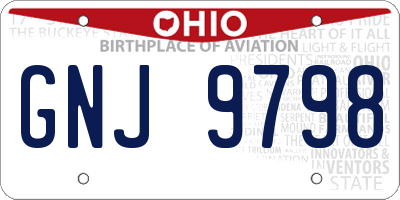 OH license plate GNJ9798