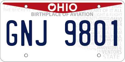 OH license plate GNJ9801