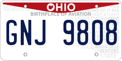 OH license plate GNJ9808