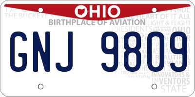 OH license plate GNJ9809