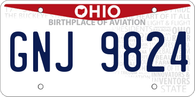 OH license plate GNJ9824