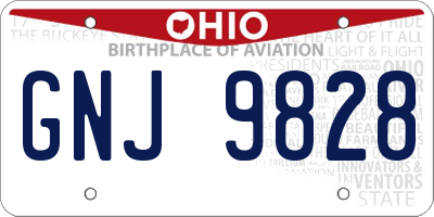 OH license plate GNJ9828